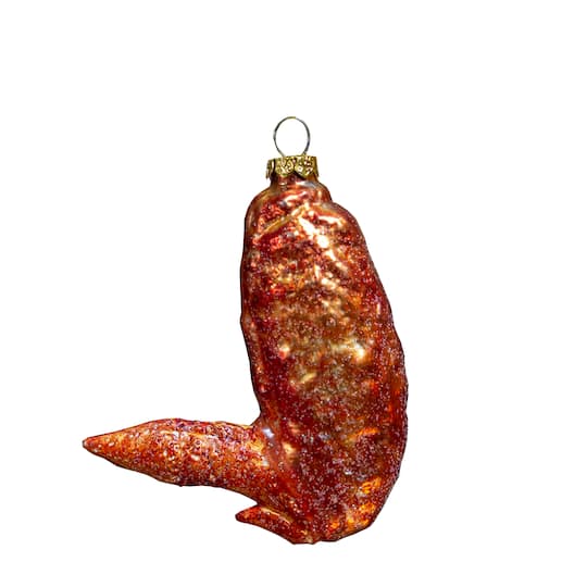 Northlight; 4.5" Glitter Glass Buffalo Chicken Wing Ornament; Category:Collectible Ornaments; Image:1